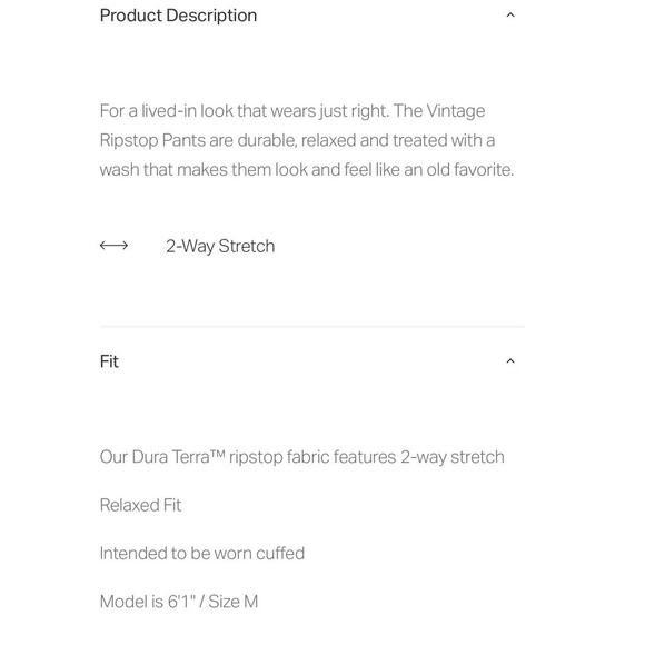 Vuori Men’s Taupe Vintage Ripstop Pants Size Small - Picture 8 of 11